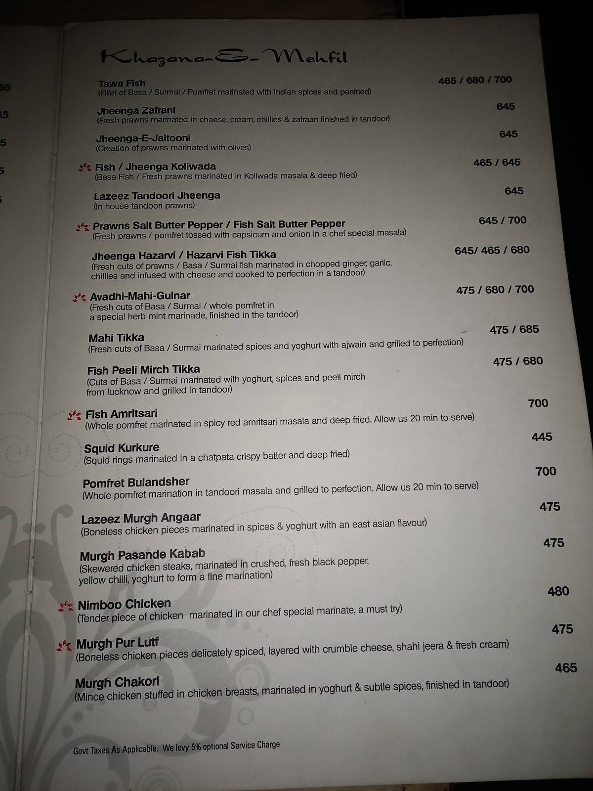 Nawab Asia menu