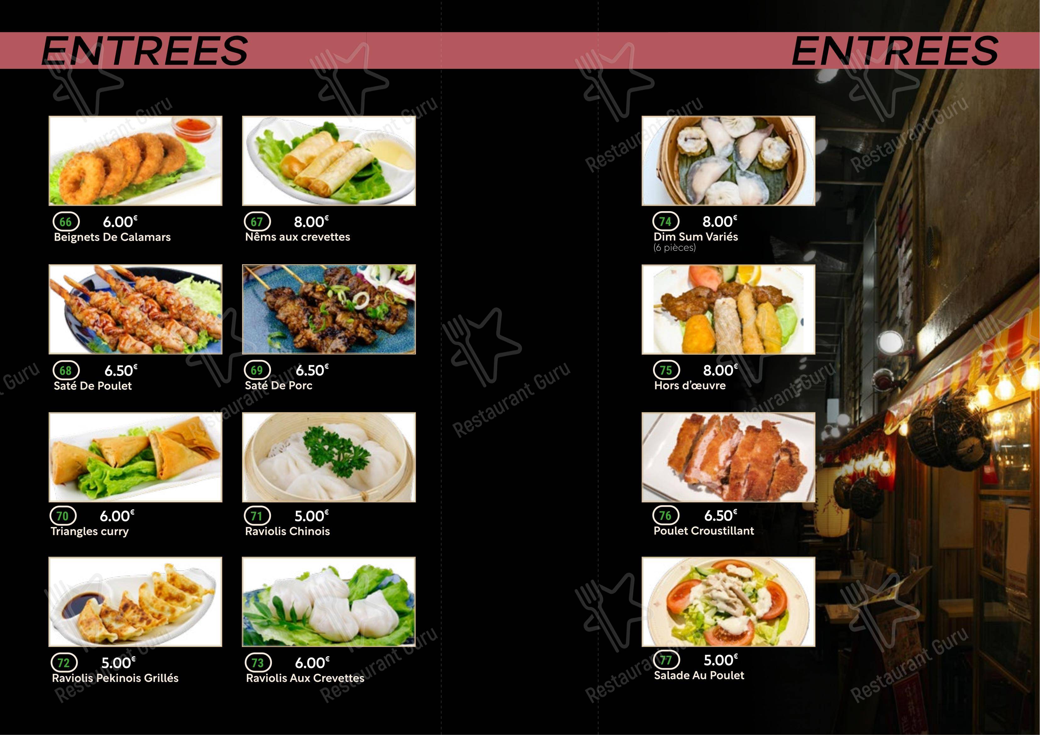 Menu pour New Asia restaurant