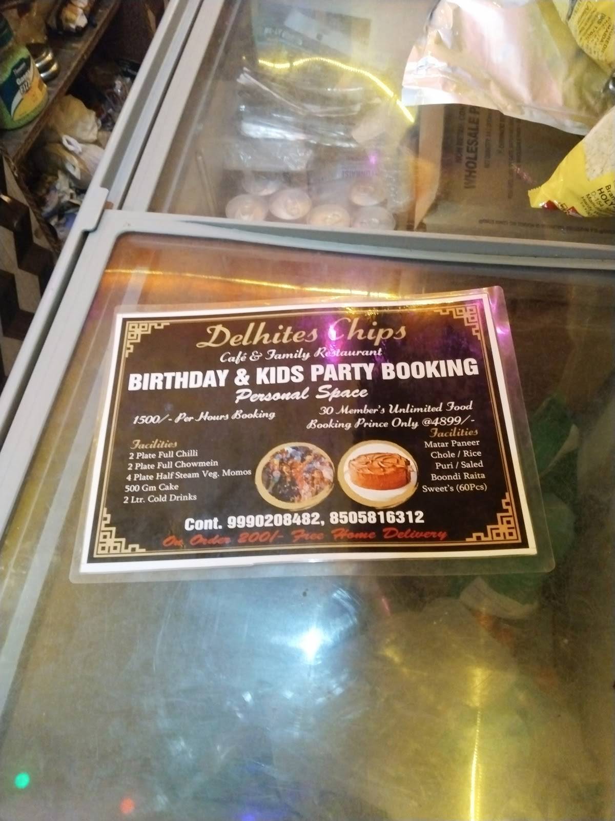 Delhites chips menu