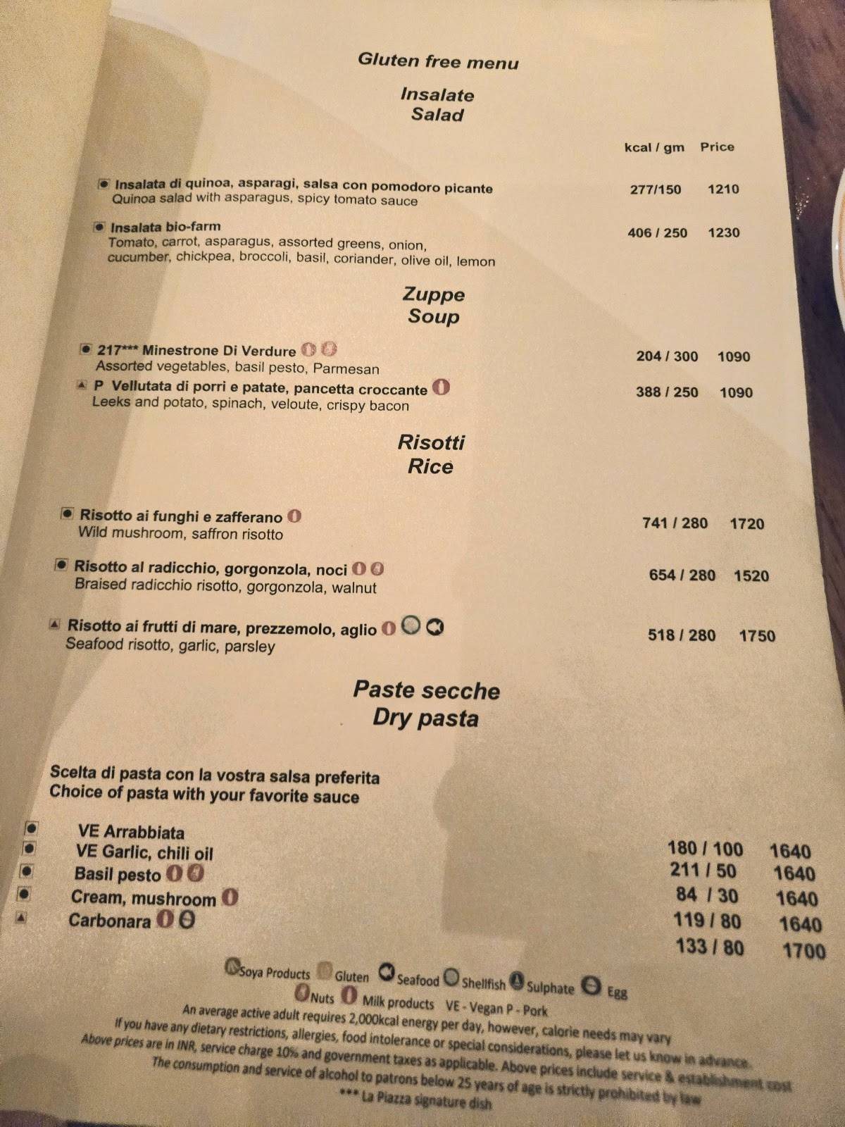 La Piazza menu