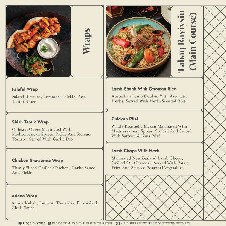 Rizq menu
