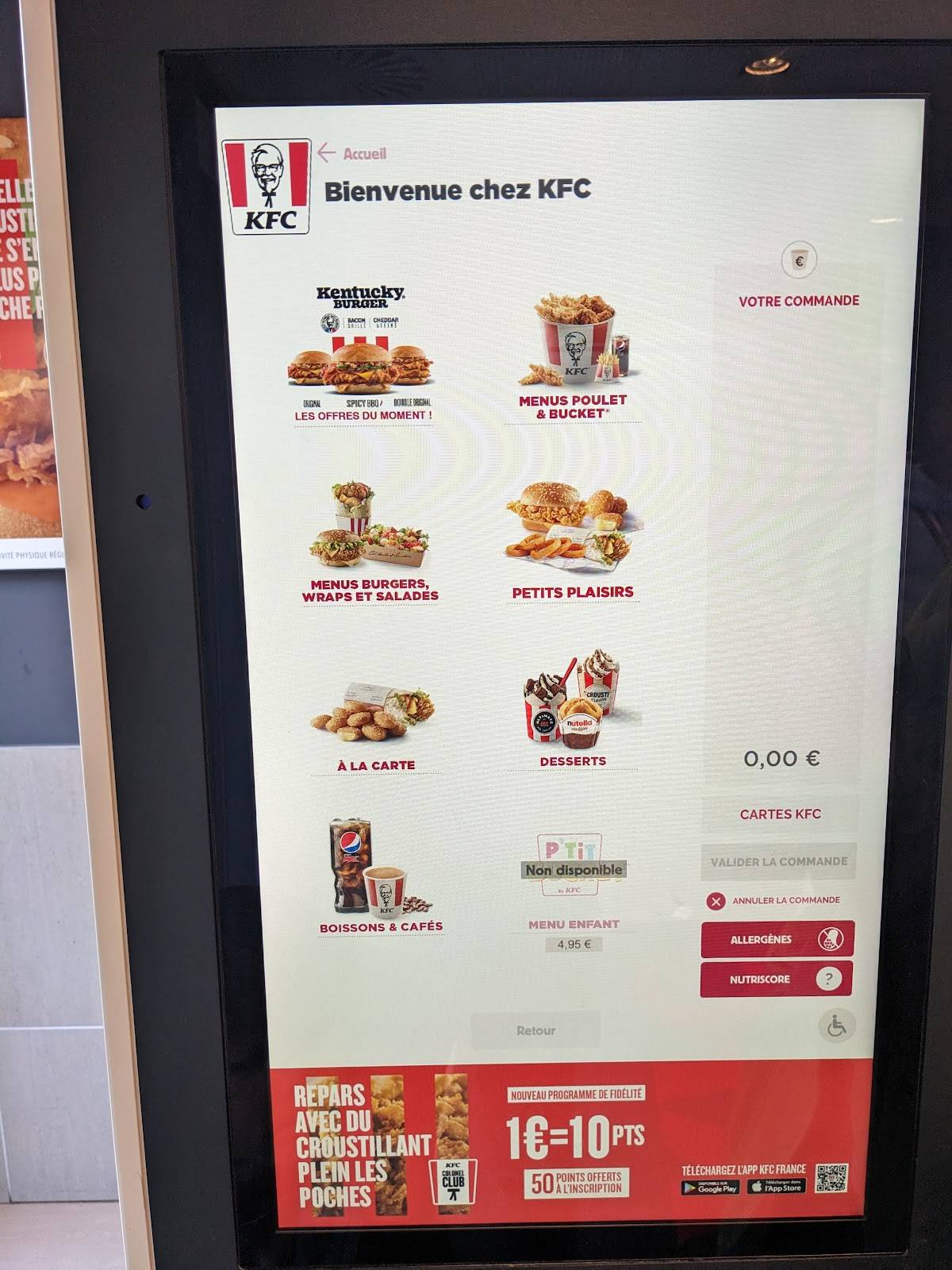 Menu de KFC Nice Jean Médecin