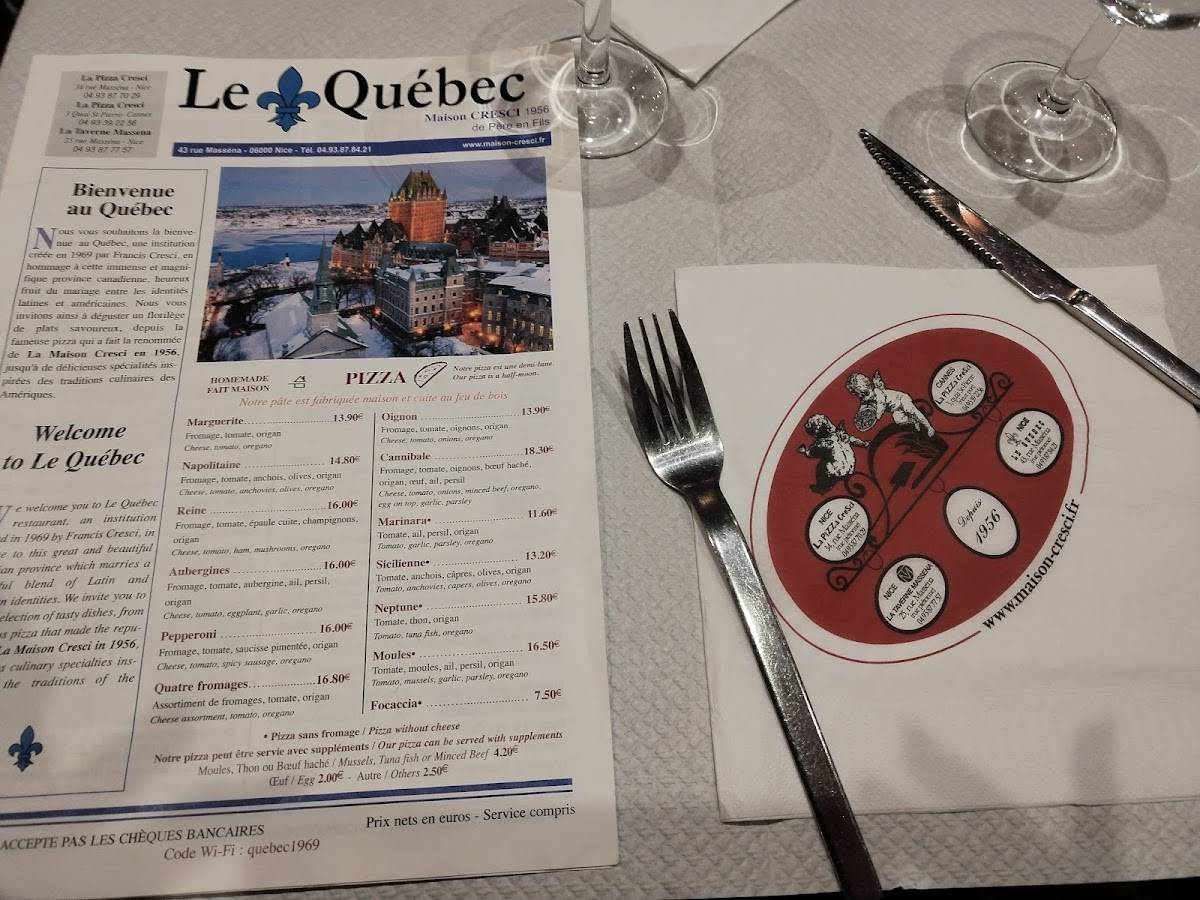Menu de Le Québec