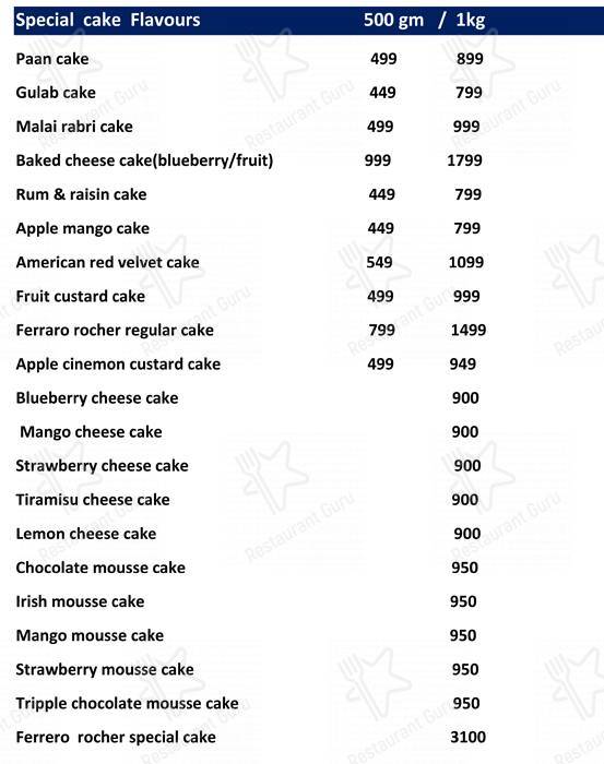 NIKHIL BAKERY menu