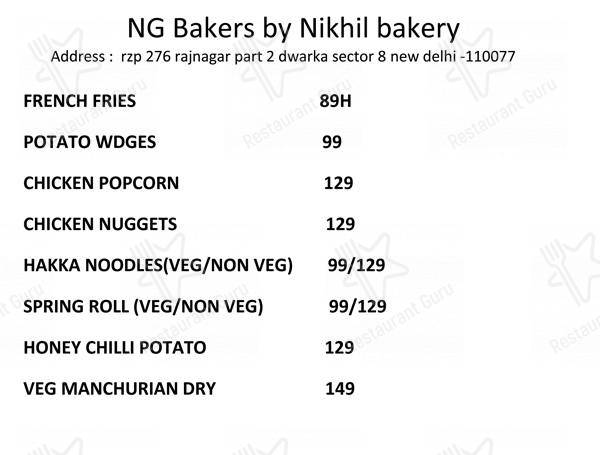 NIKHIL BAKERY menu