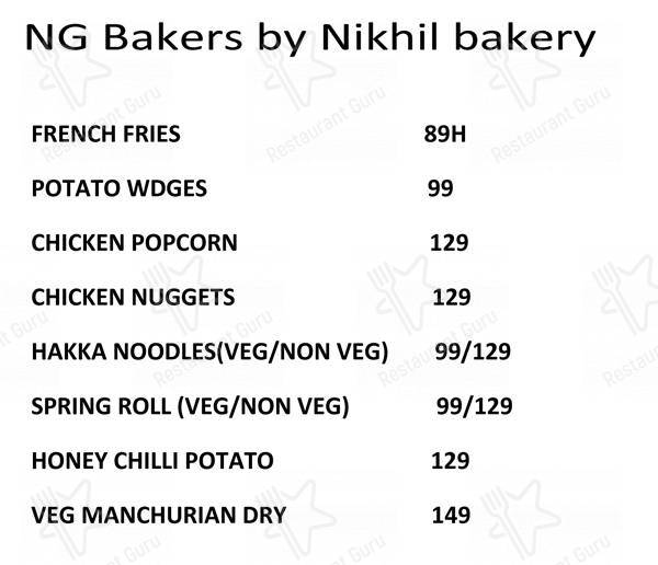 NIKHIL BAKERY menu