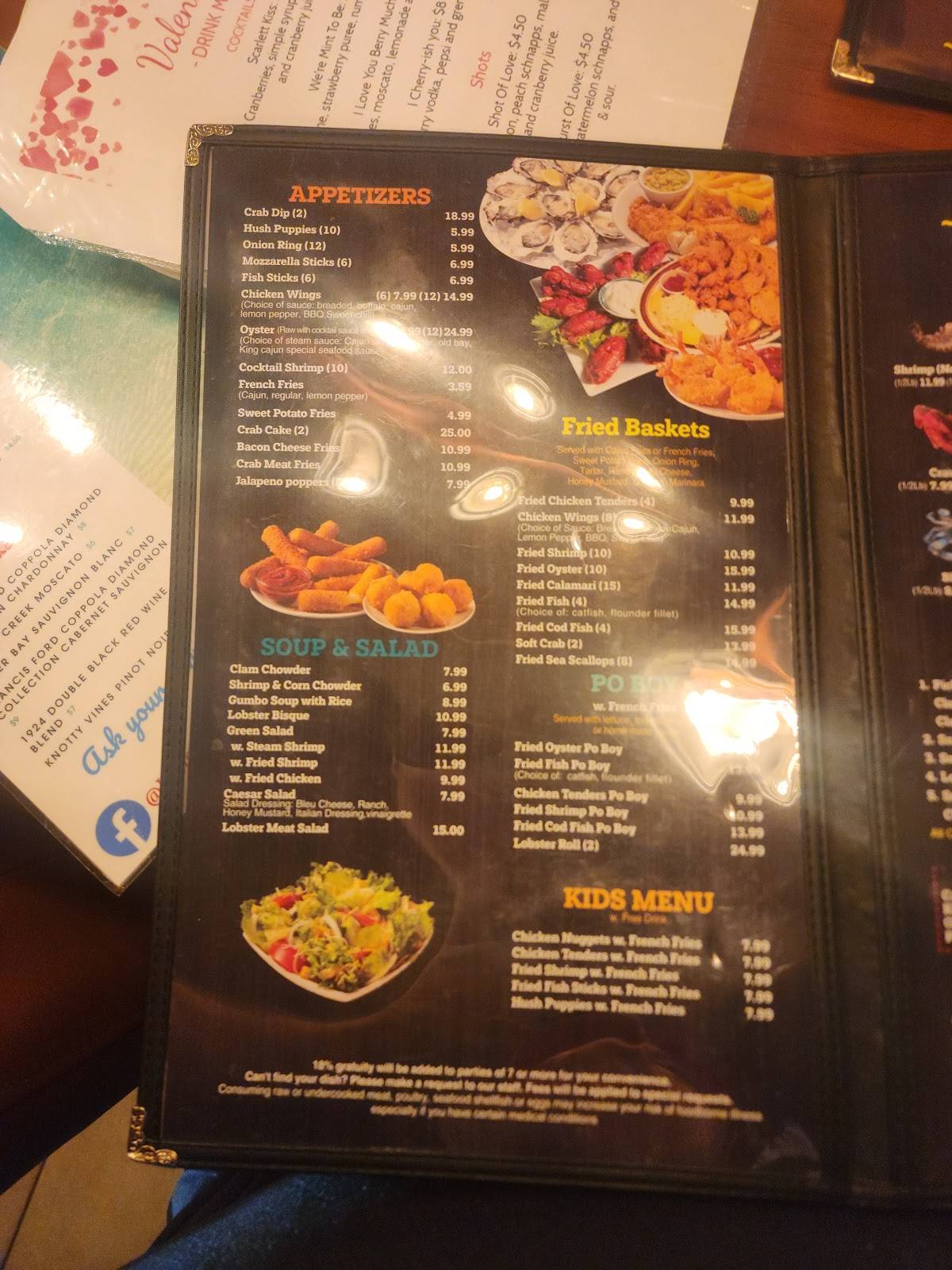 Menu at King Cajun Seafood & Bar, Niles