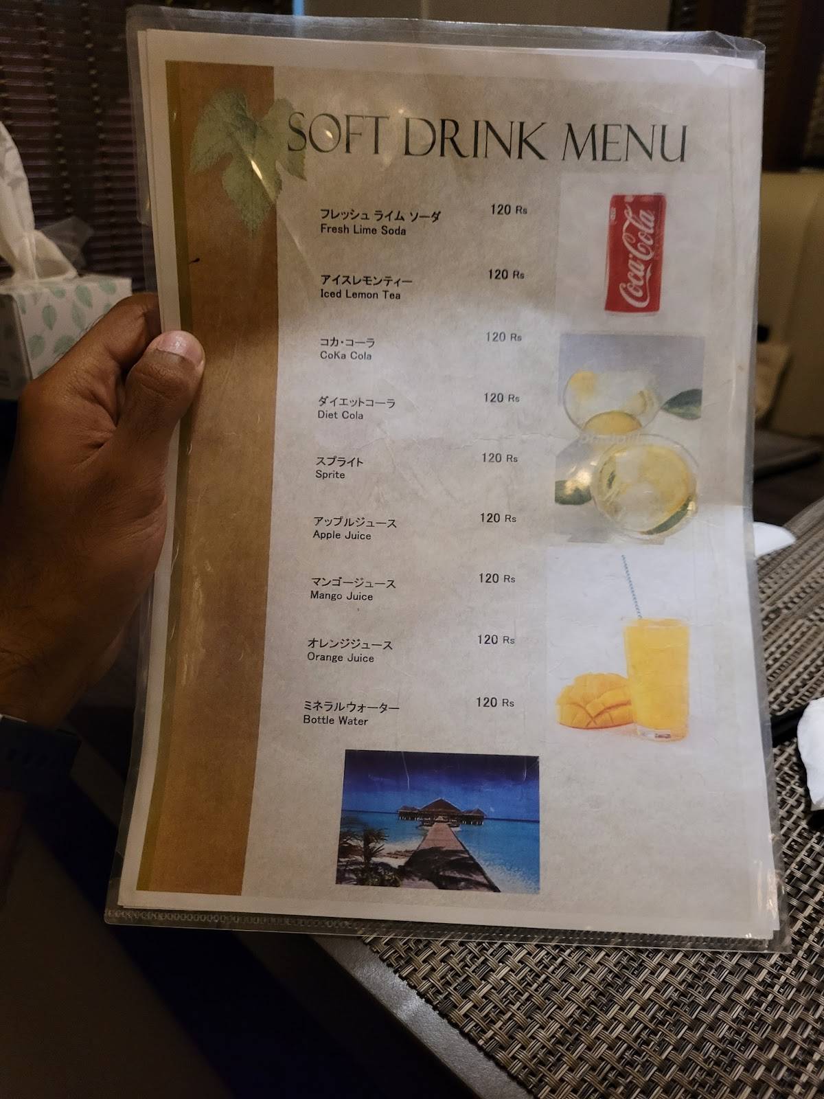 Menu at Nippon Japanese restaurant, Chennai