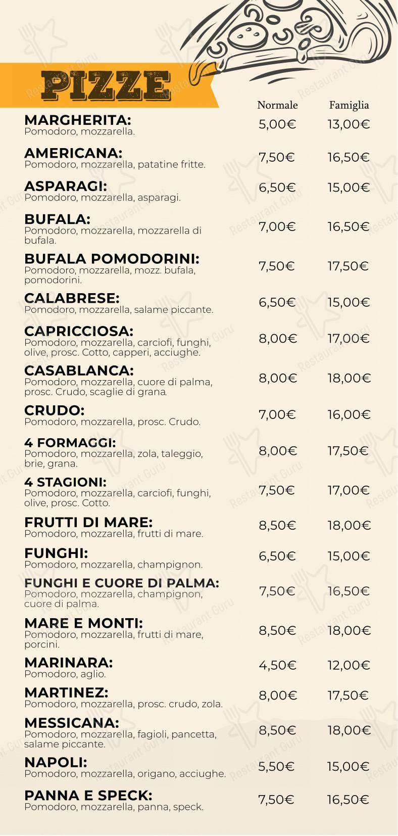 Menu di Non Solo Pizza - Menu bar