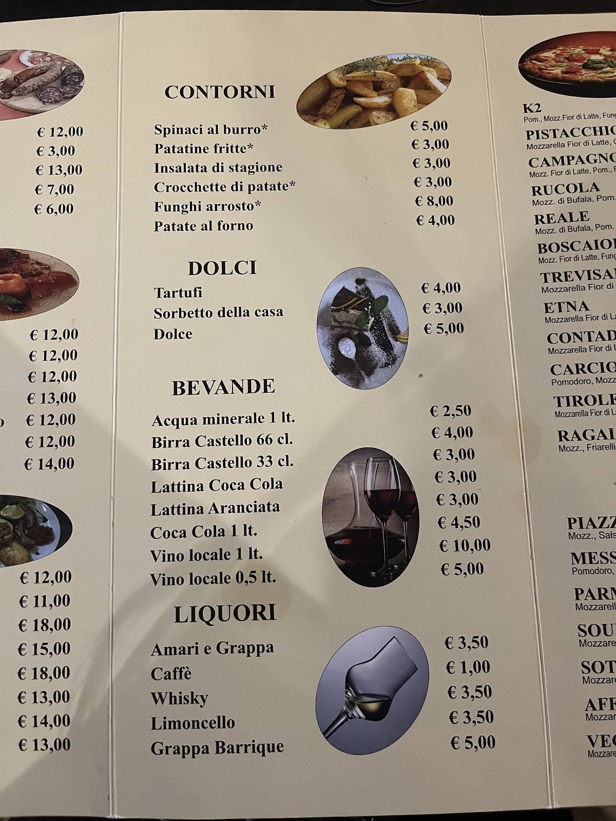 Menu di Nuovo K2 ristorante 