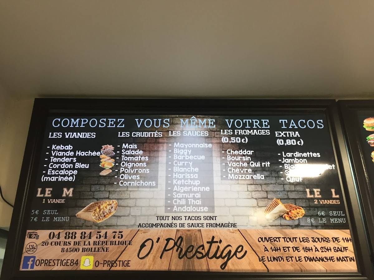 Menu de O Prestige