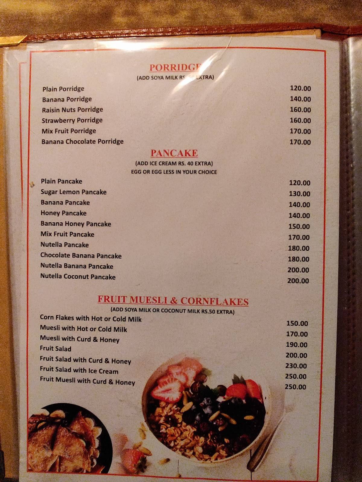 Menu at OM Freedom Cafe, Rishikesh, Laxman Jhula