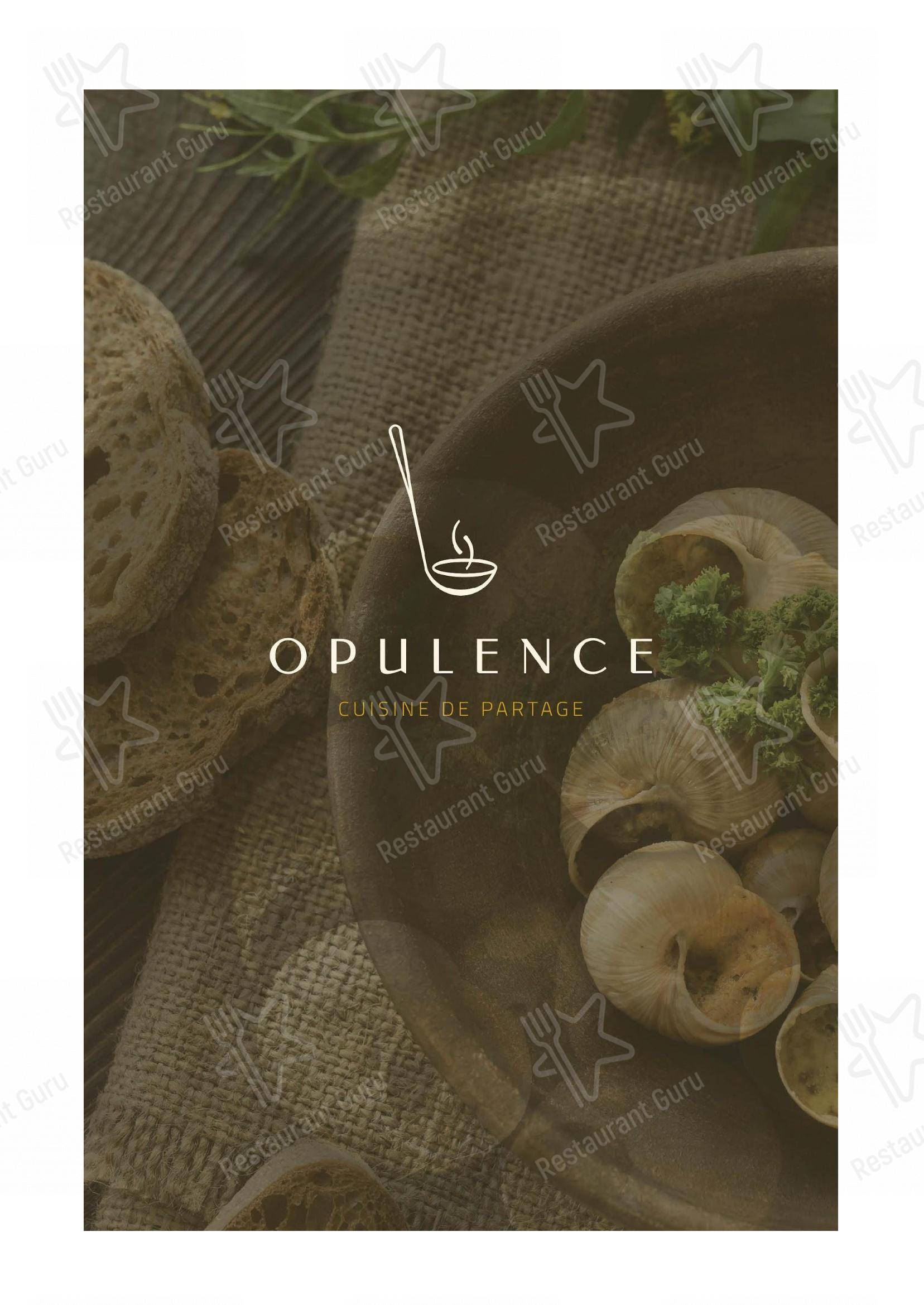 Menu pour OPULENCE restaurant