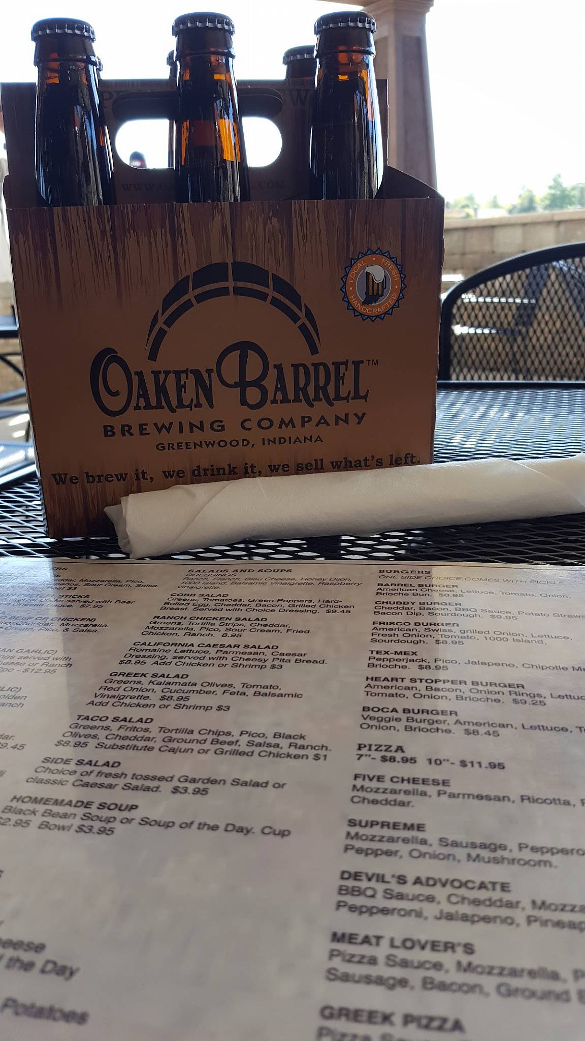 Menu at Oaken Barrel Brewing Company, Greenwood