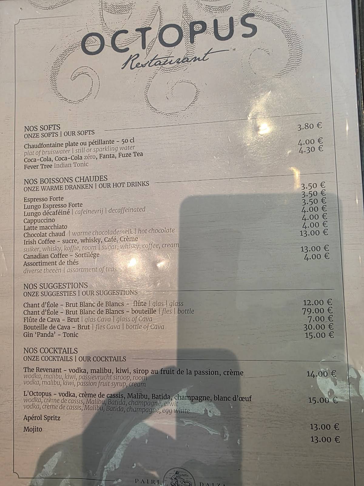 Menu de Octopus Restaurant