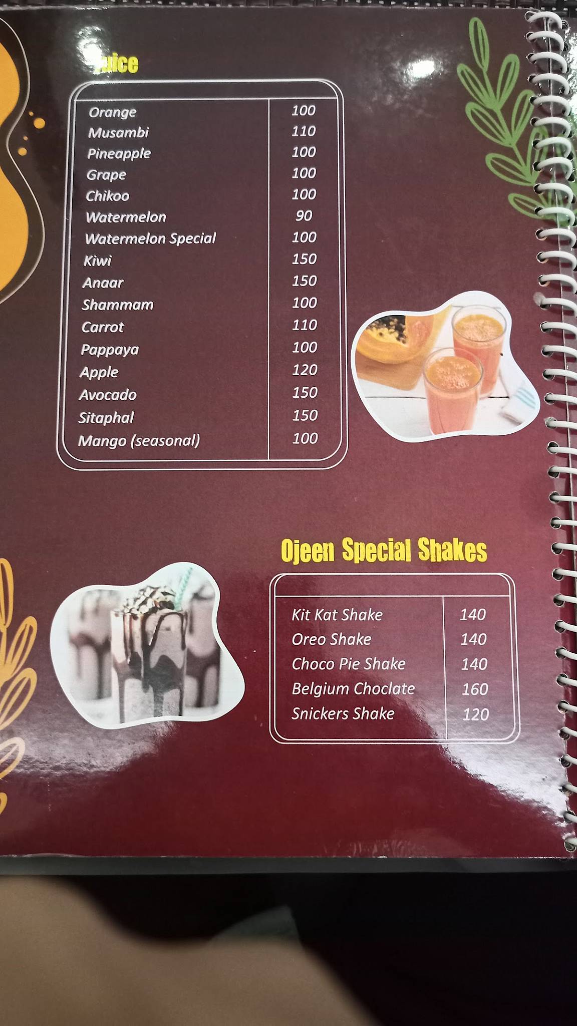 Ojeen- The Taste of Malabar menu