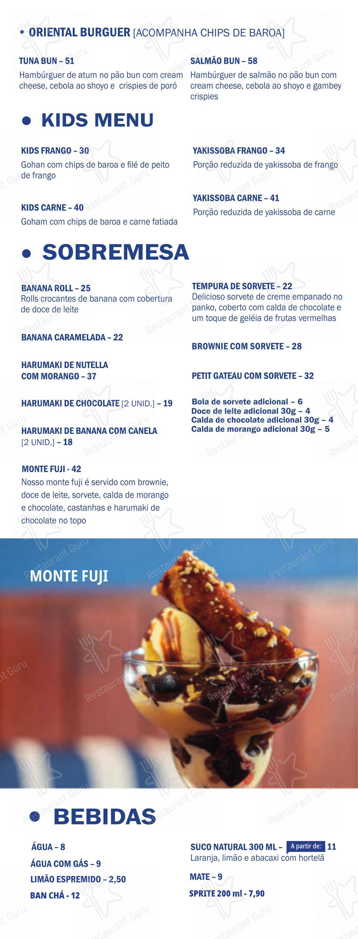 Menu bar para Oki Oki Gávea em Rio de Janeiro