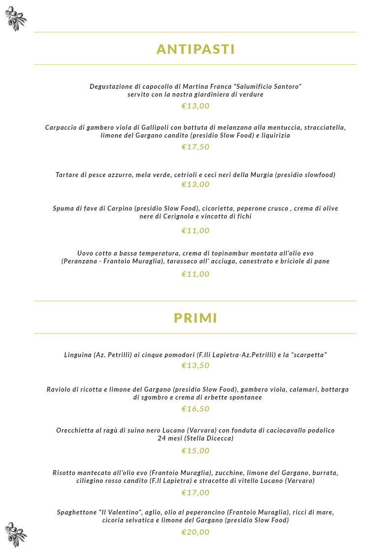 Menu di Olio Cucina Fresca 