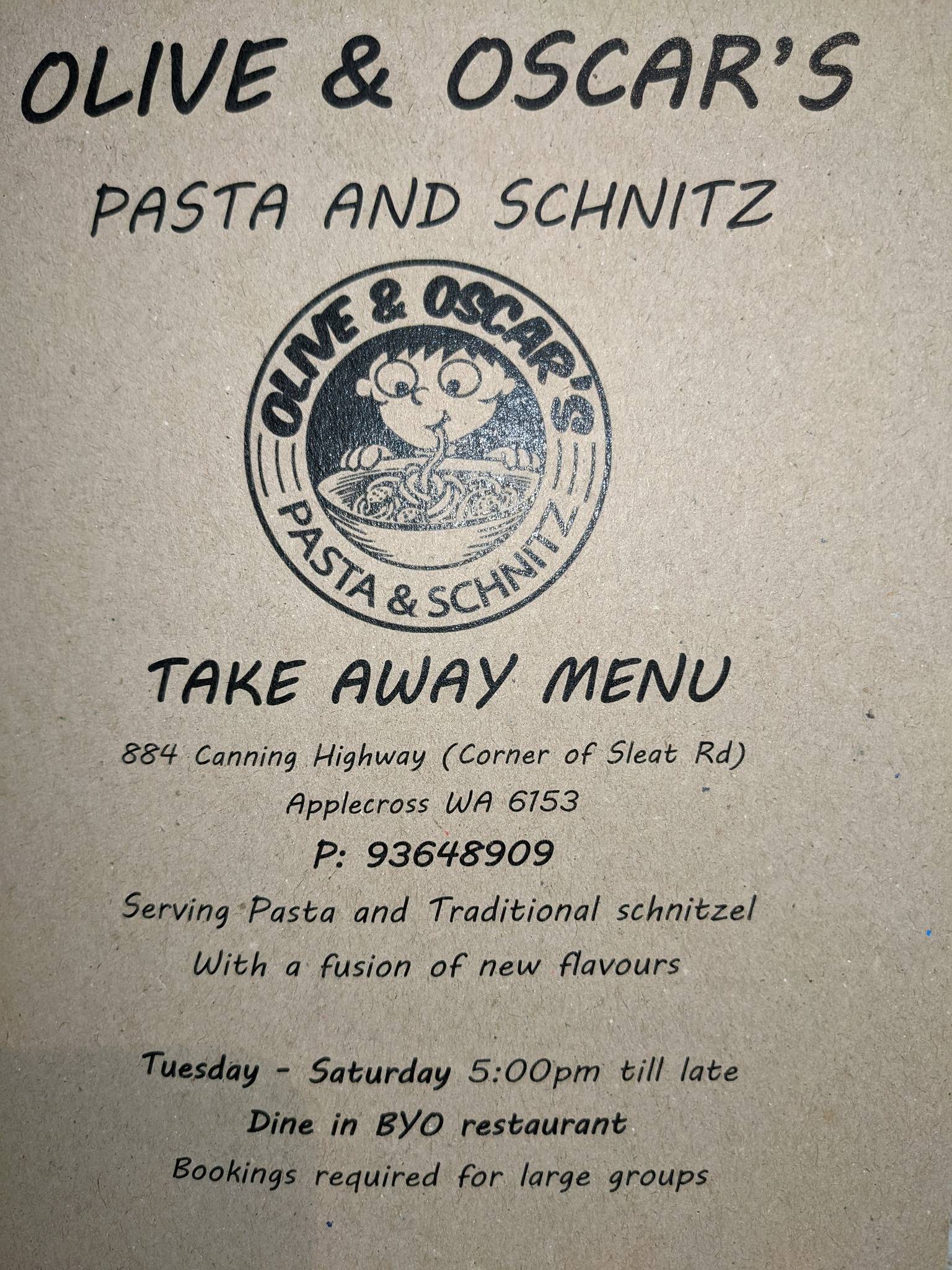 Menu at Olive And Oscars restaurant, Applecross