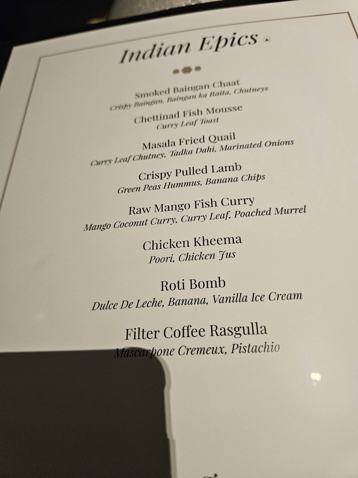 Once Upon A Time - Hotel GreenPark menu