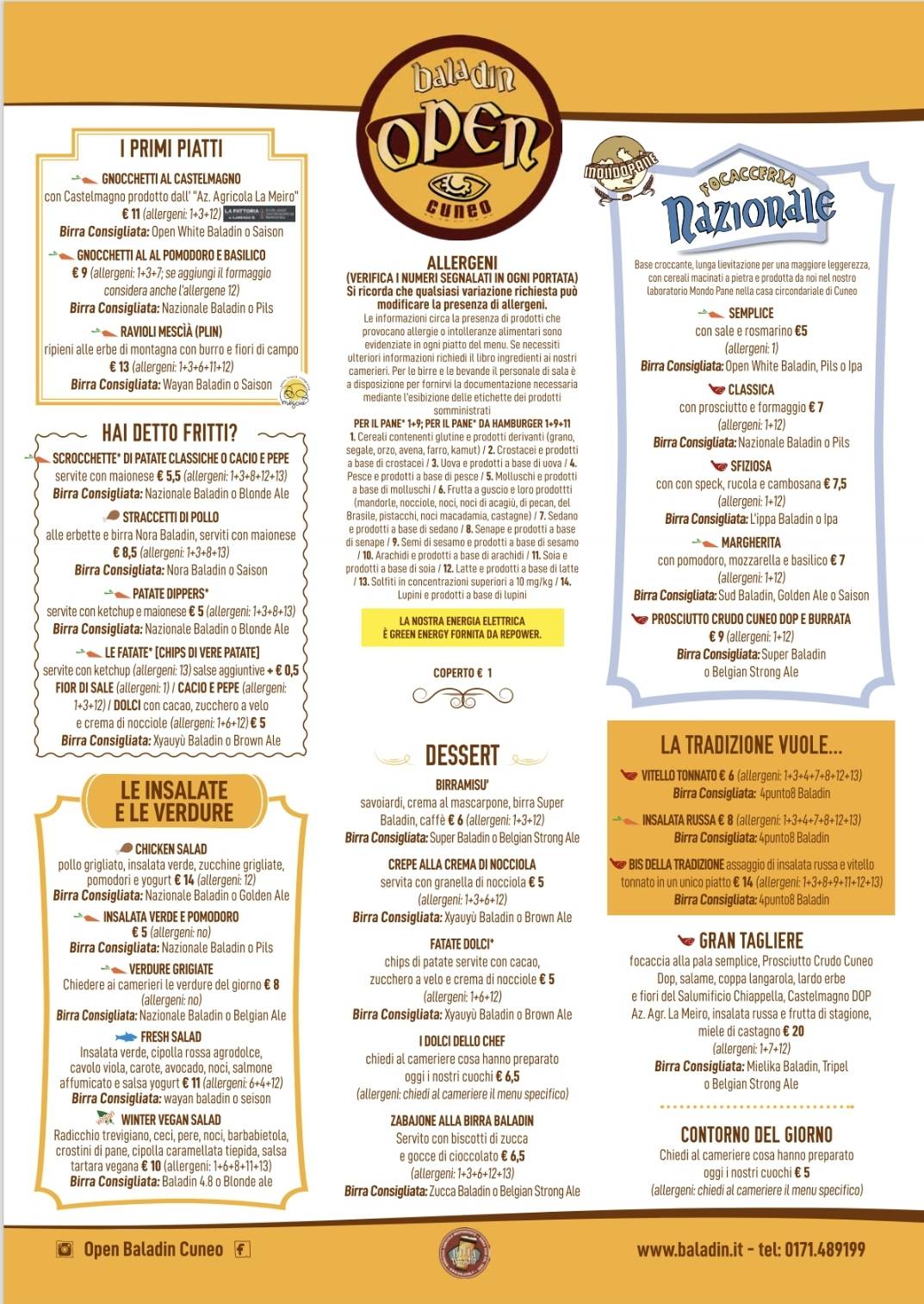 Menu di Open Baladin 