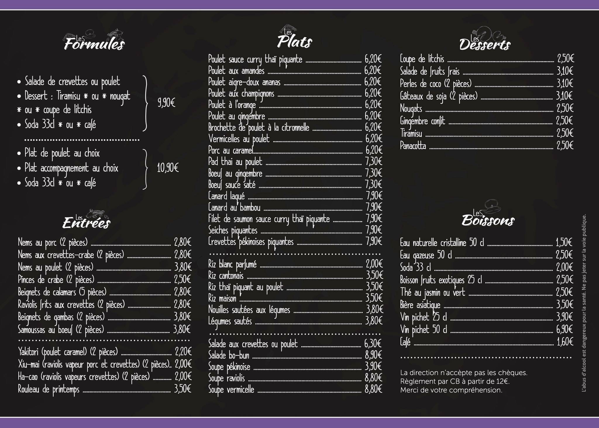 Menu de Orchid Asian Food Jacou