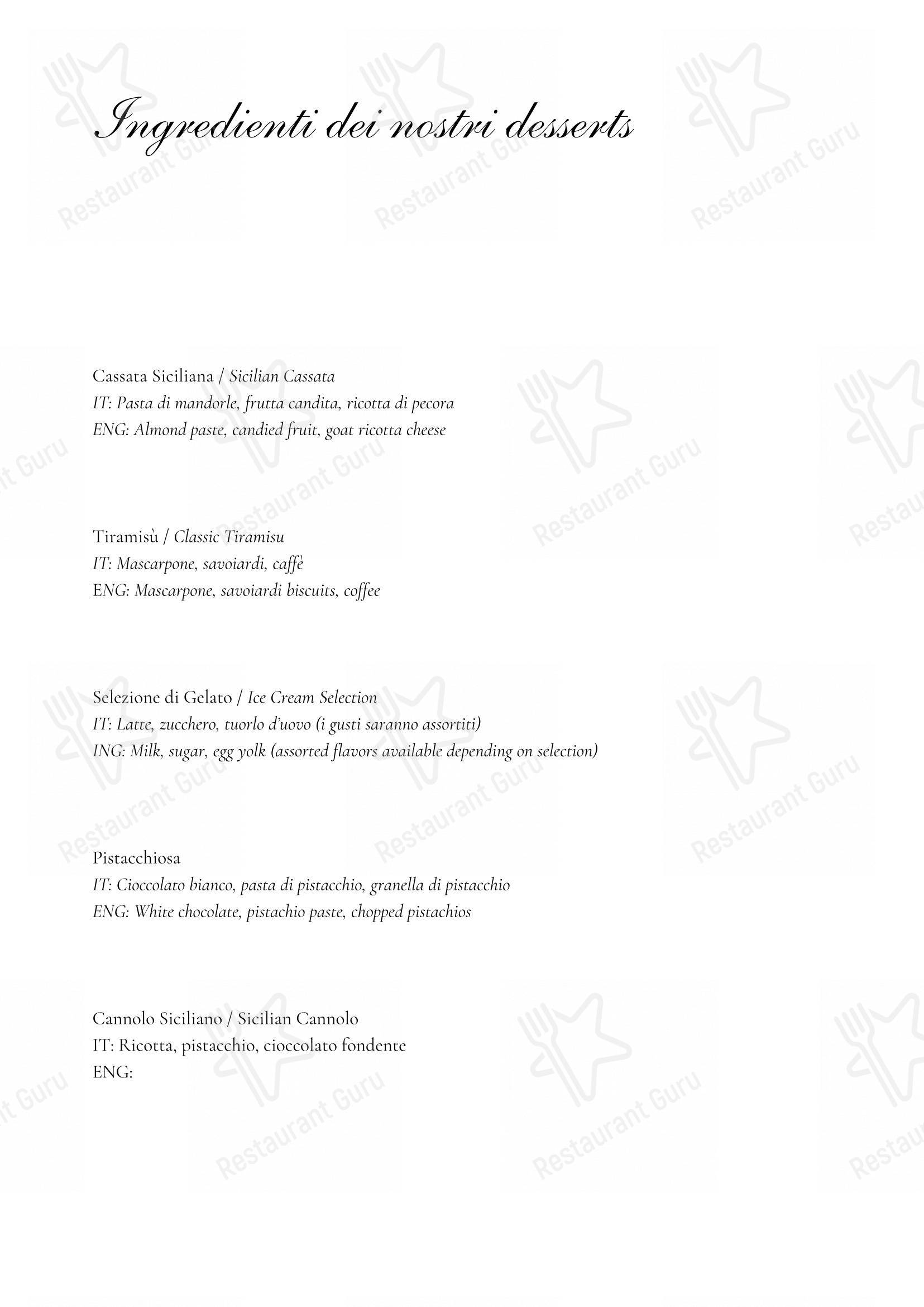 Основное меню per Oro Bistrot in Roma