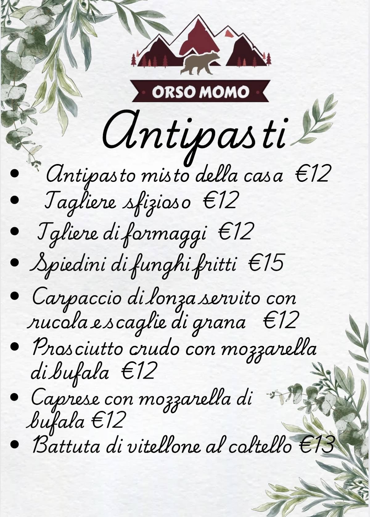 Menu di Orso Momo 