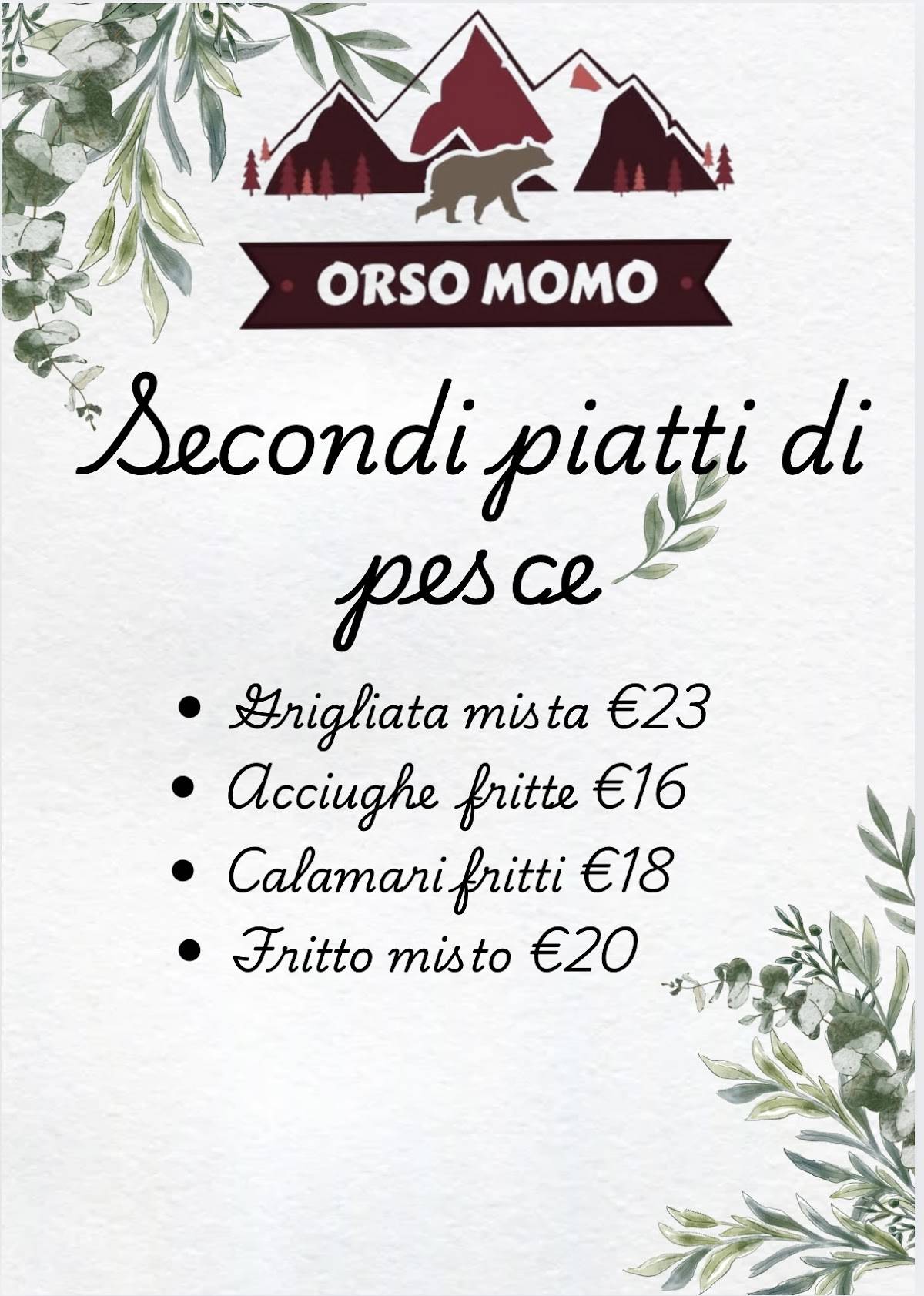 Menu di Orso Momo 