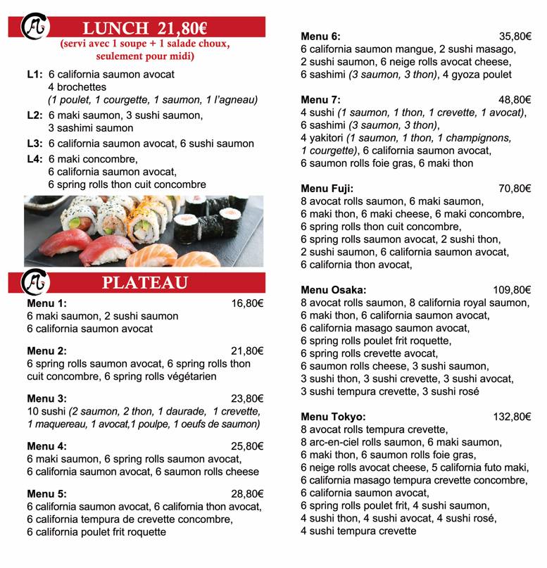 Menu de Osaka