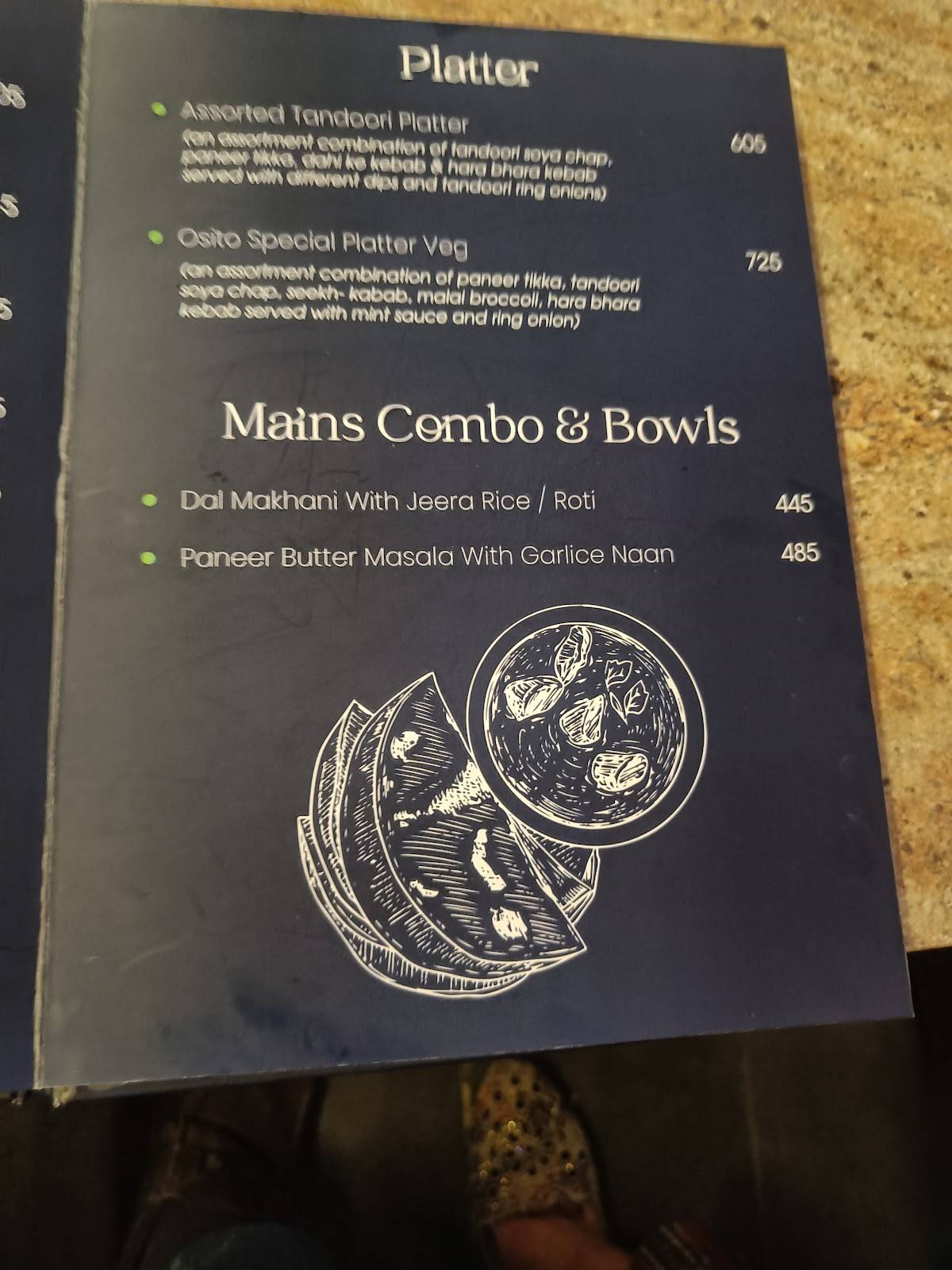Osito Jaipur menu
