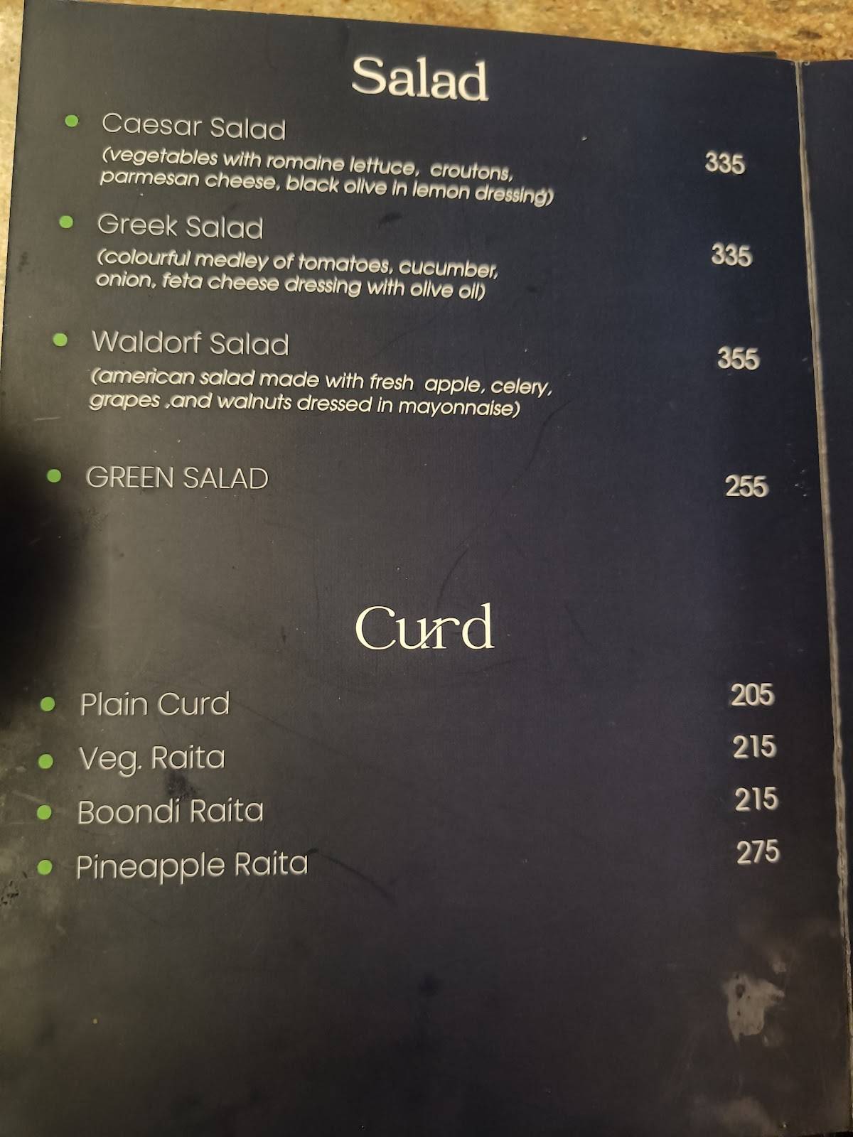 Osito Jaipur menu