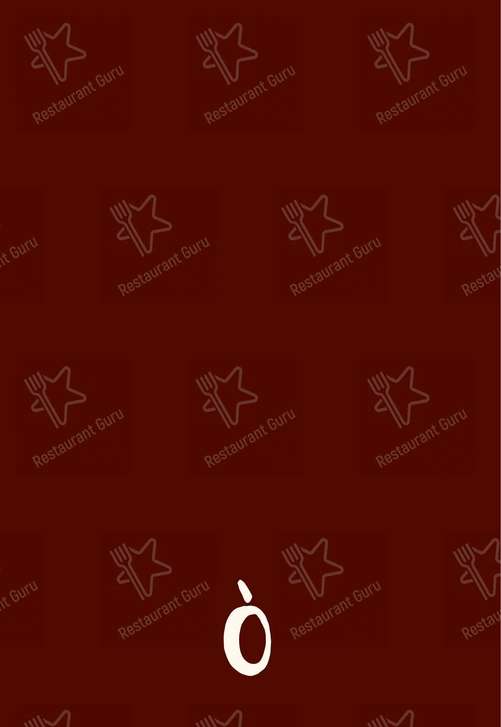 菜单 for the Òsteria restaurant