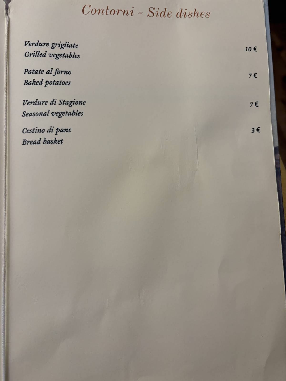 Menu de Osteria Barberini