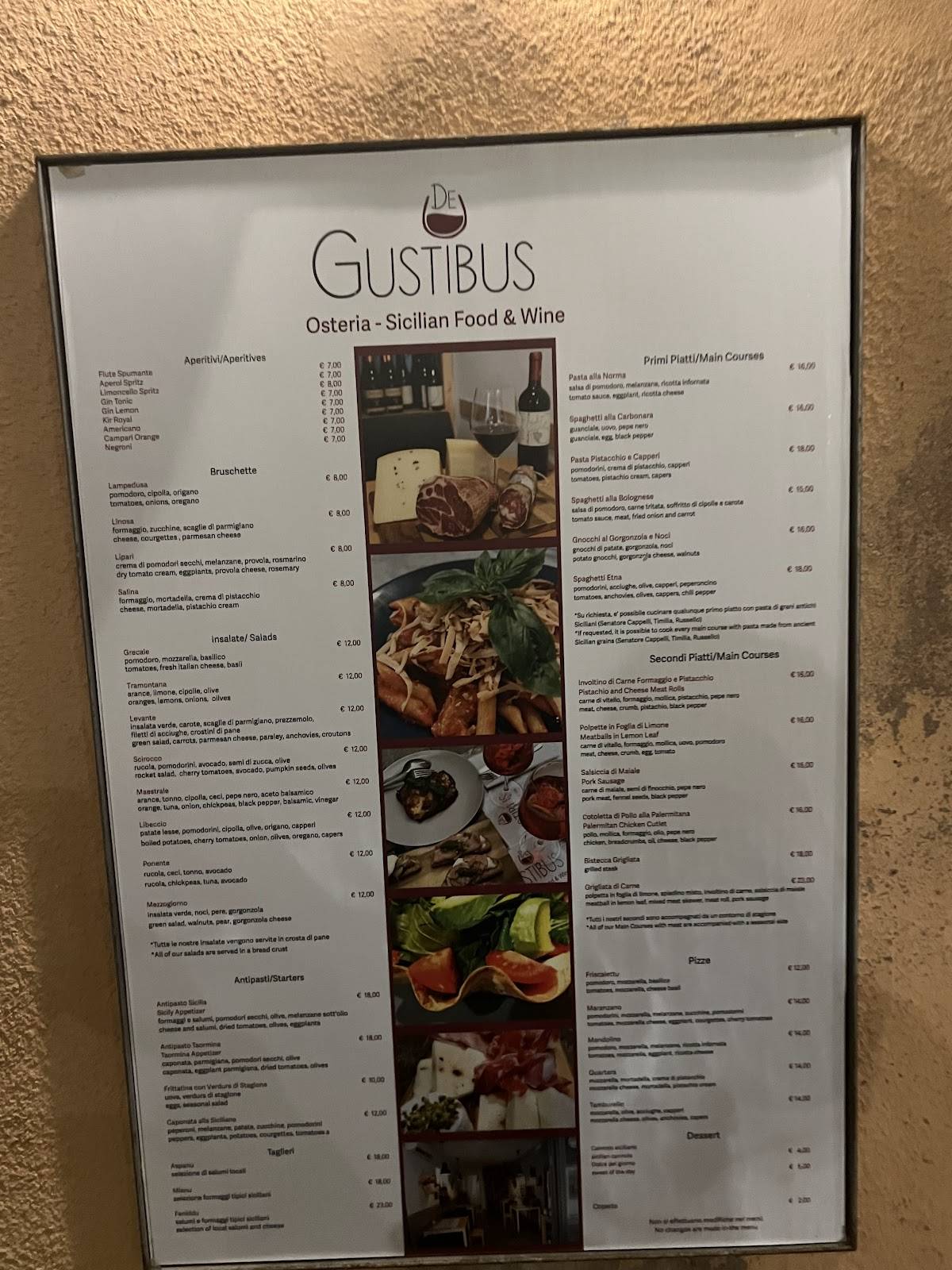 Menu di Osteria De Gustibus 