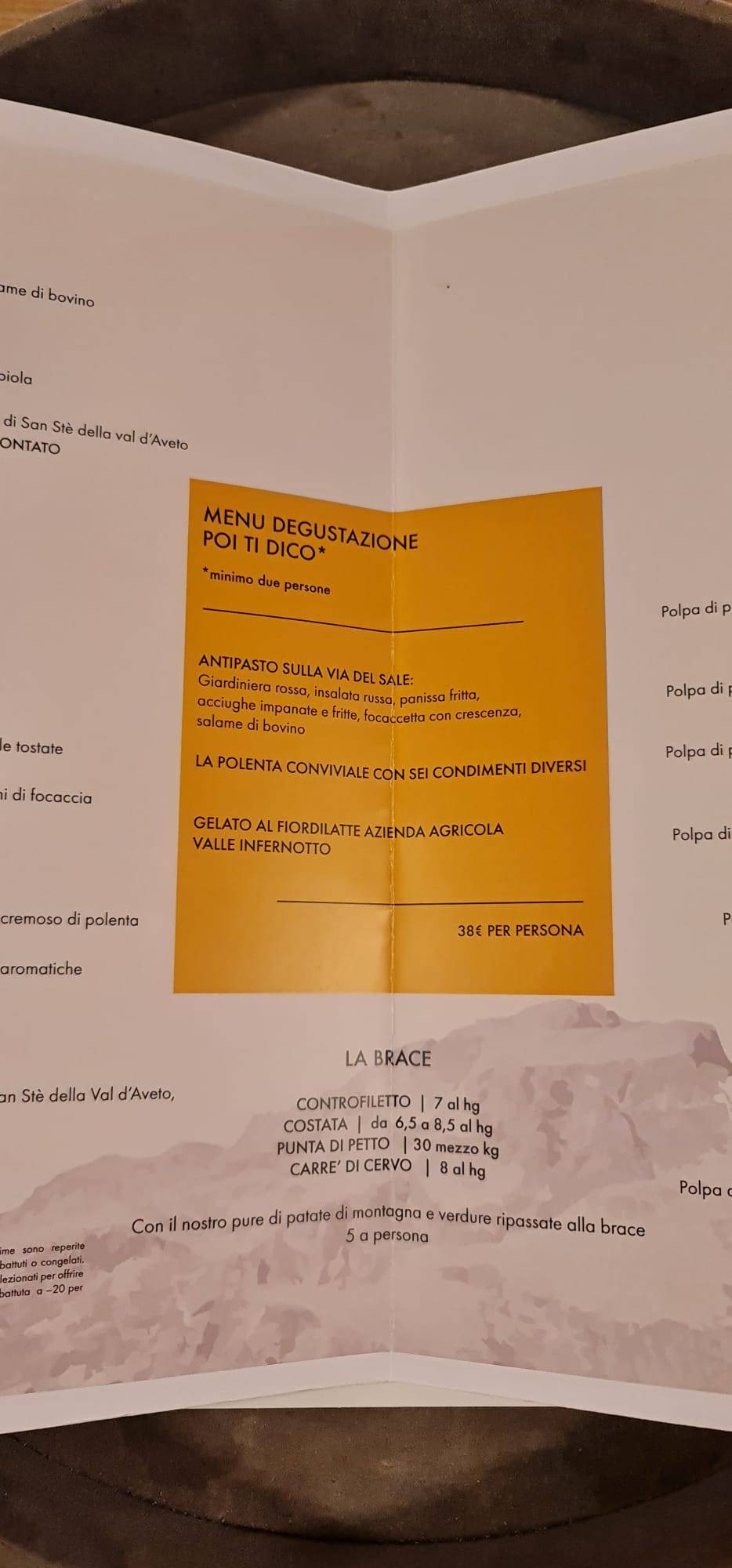 Menu de Osteria Poi ti Dico