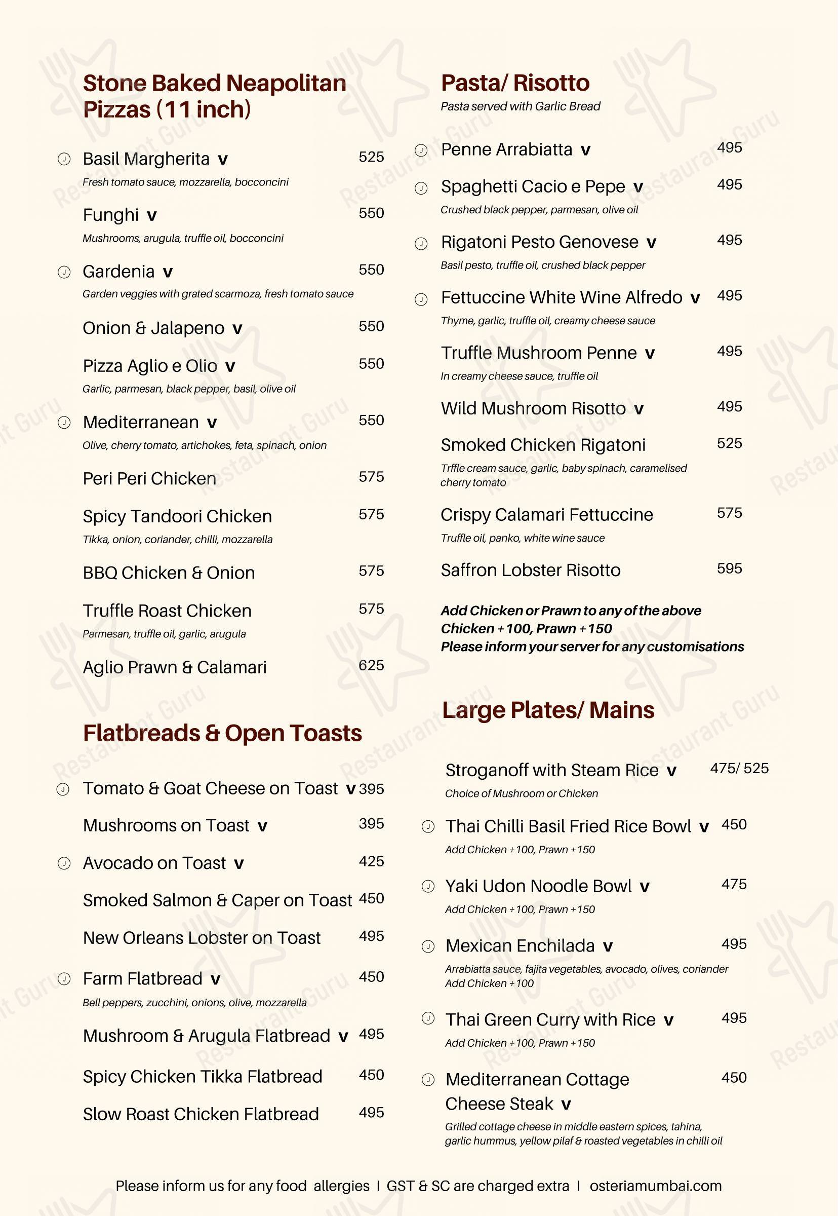 菜单 for Òsteria in Mumbai