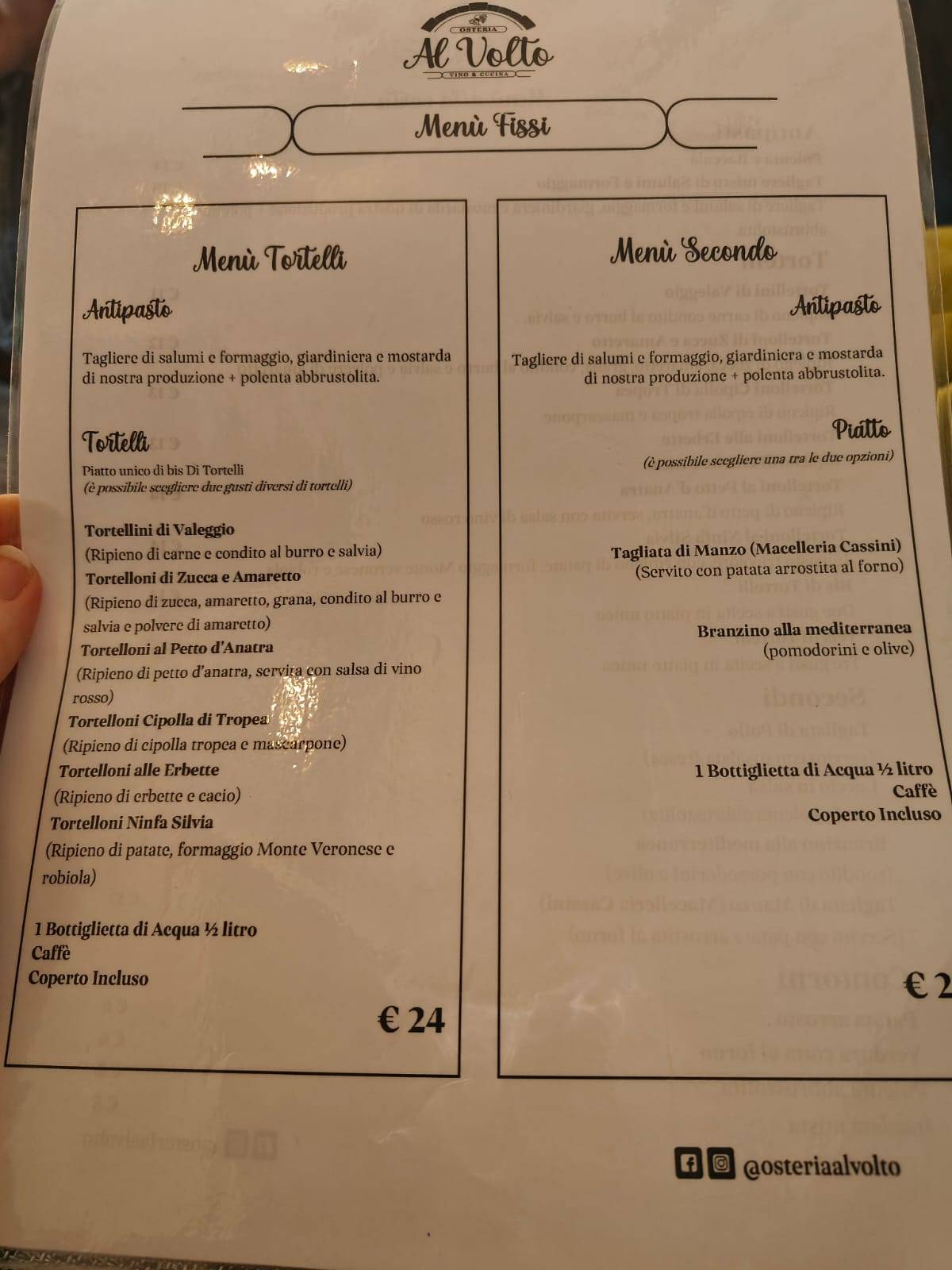 Menu di Osteria al Volto Bistrot 