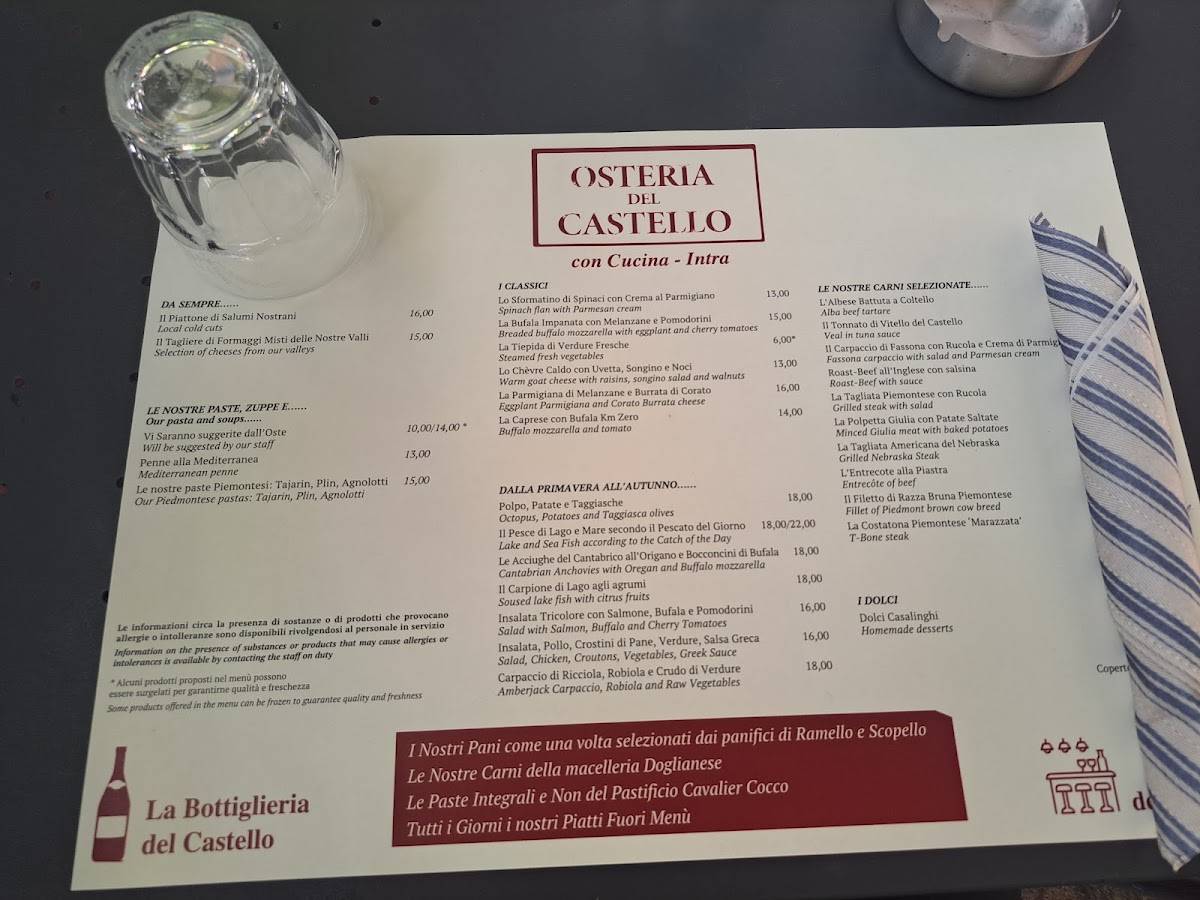 Menu di Osteria del Castello 