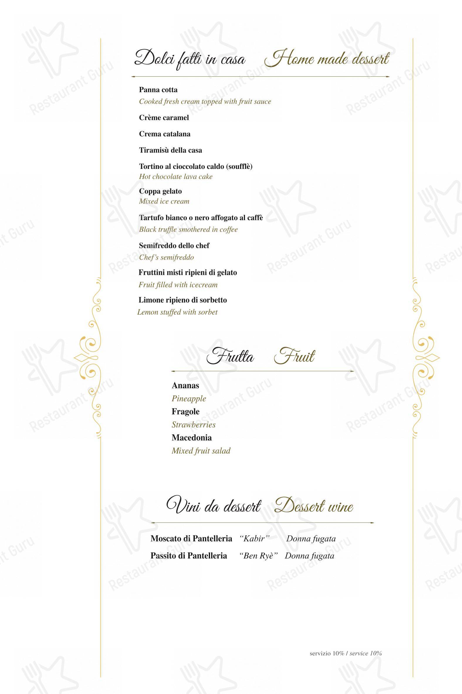 Menu per Osteria dell'Anima in Roma