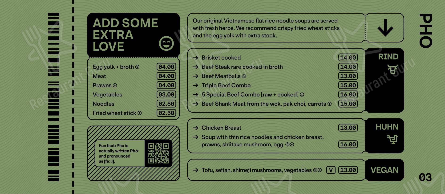 PHO - Noodlebar (Mitte) dans Berlin - Menu bar