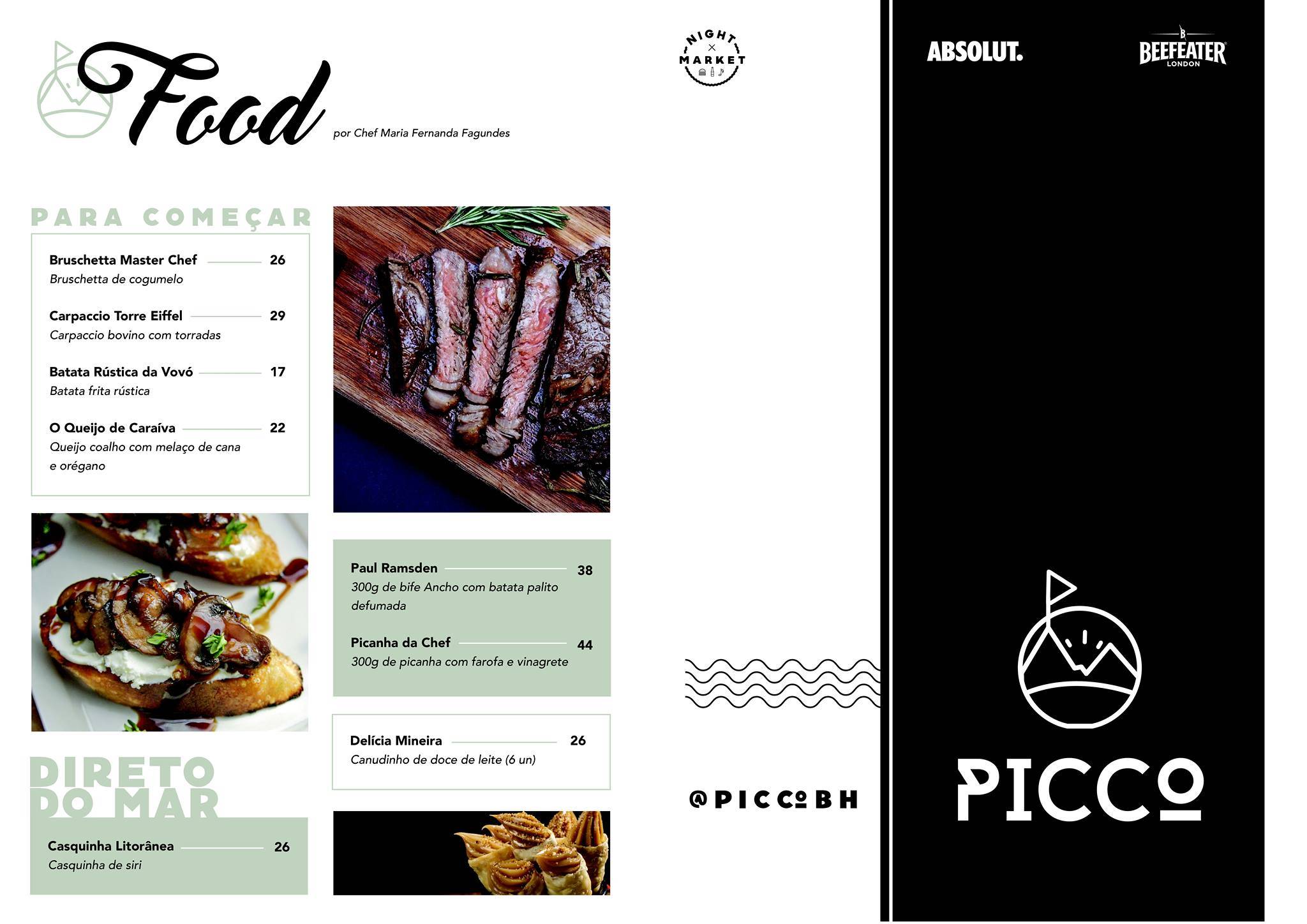 Picco SkyBar & Food cardápio