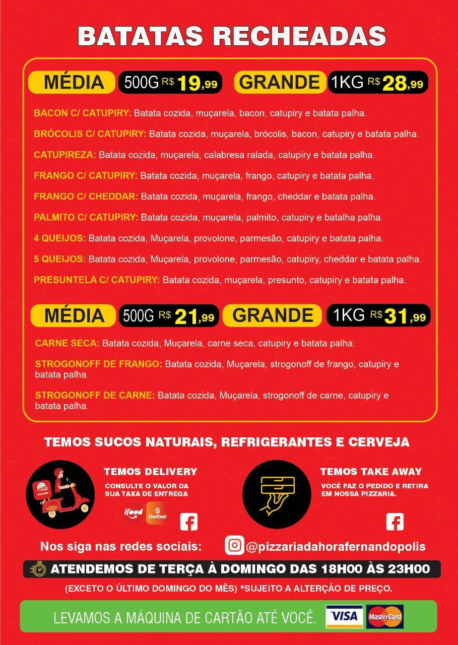 Pizzaria Da Hora Fernandópolis cardápio