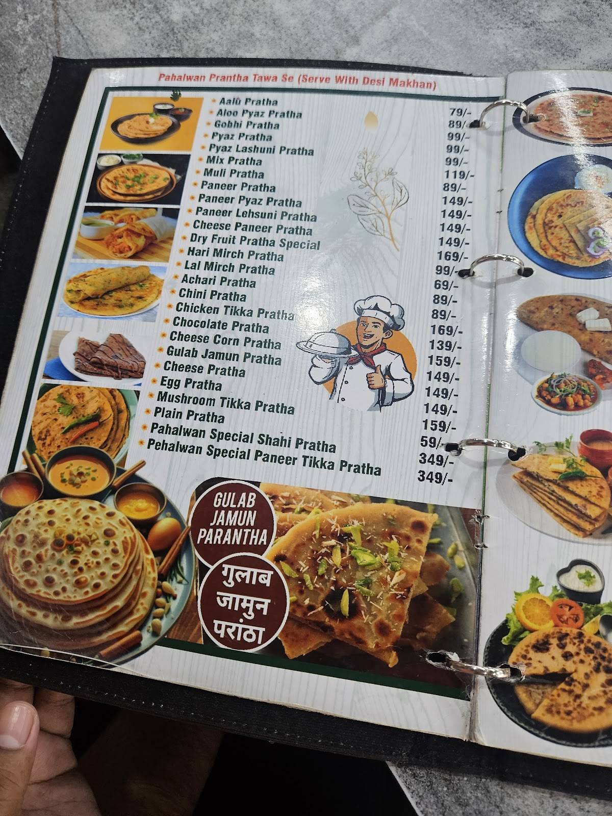 Pahalwan paratha dhabha .. menu