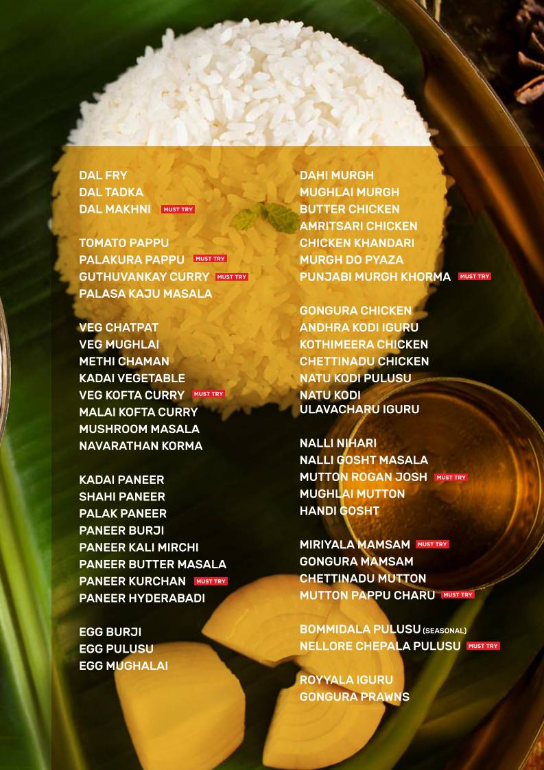 Pakka Local Gachibowli menu