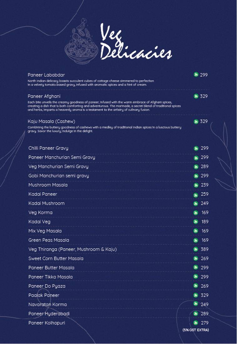 MAZALI RESTAURANT menu