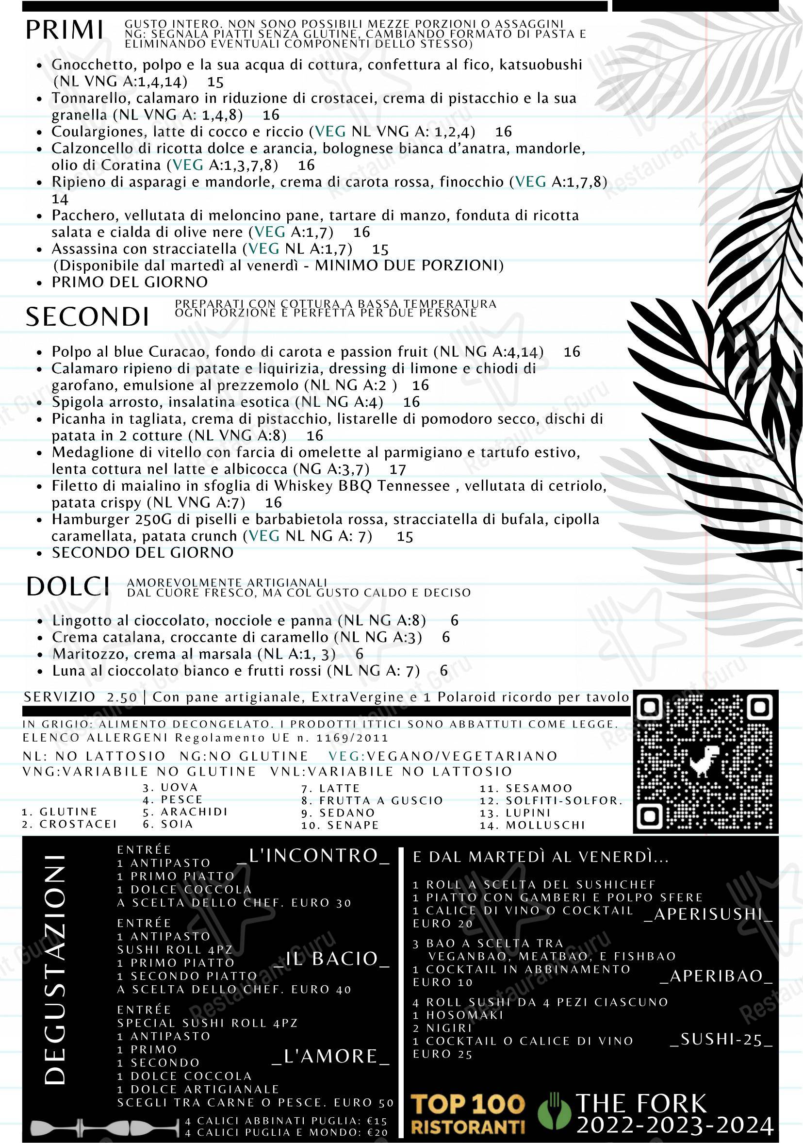 Menu di Panacea Ristorante - Menu