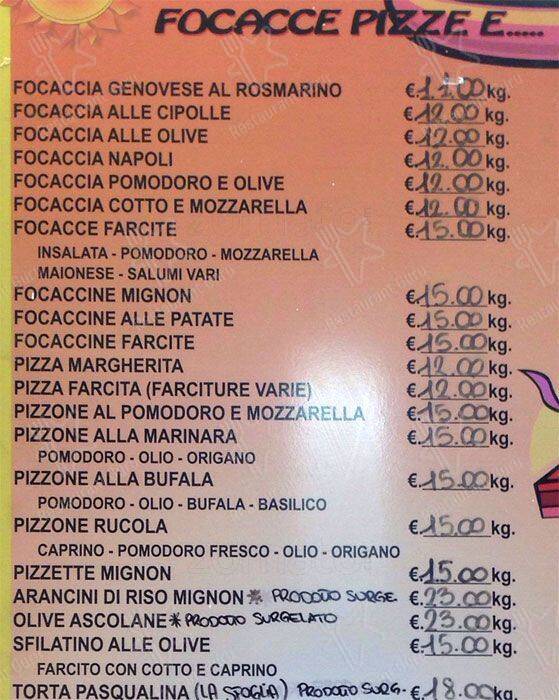 Menu di Pane & Vita 