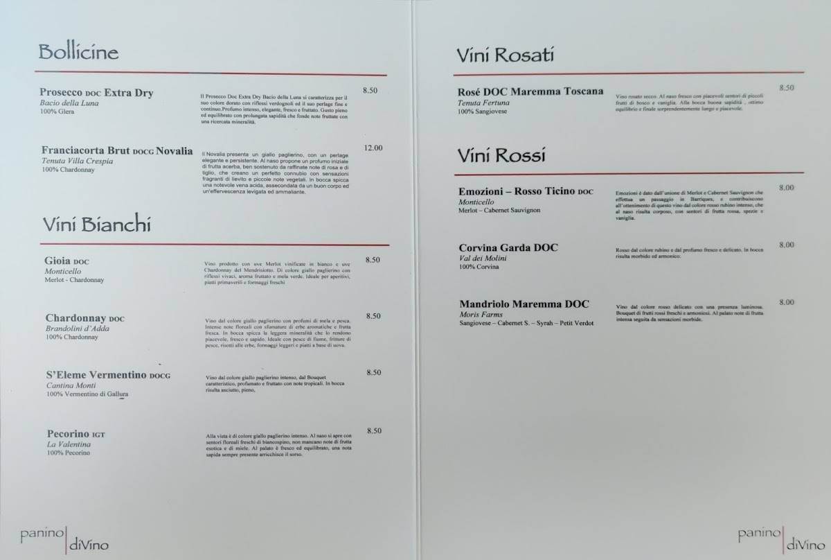 Menu di Panino Divino 
