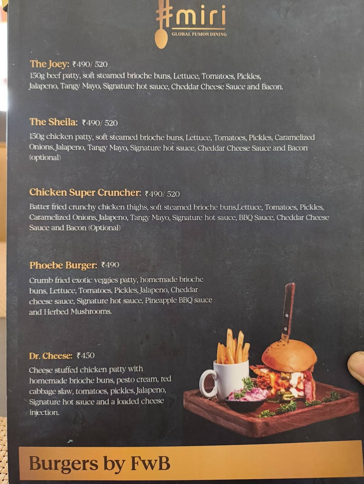 Miri Global Fusion Dining Miramar, Panjim menu